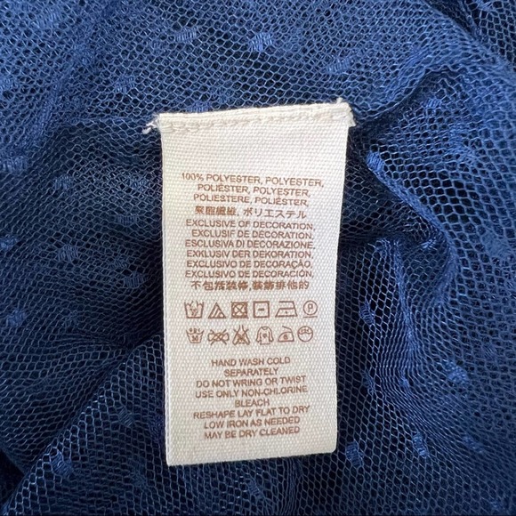 Free People Joyride Navy Blue Sheer Bell Sleeve Blouse Small - Picture 10 of 12